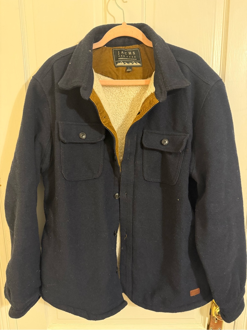 Jachs Navy Sherpa-Lined Shirt Jacket with Chest Pockets